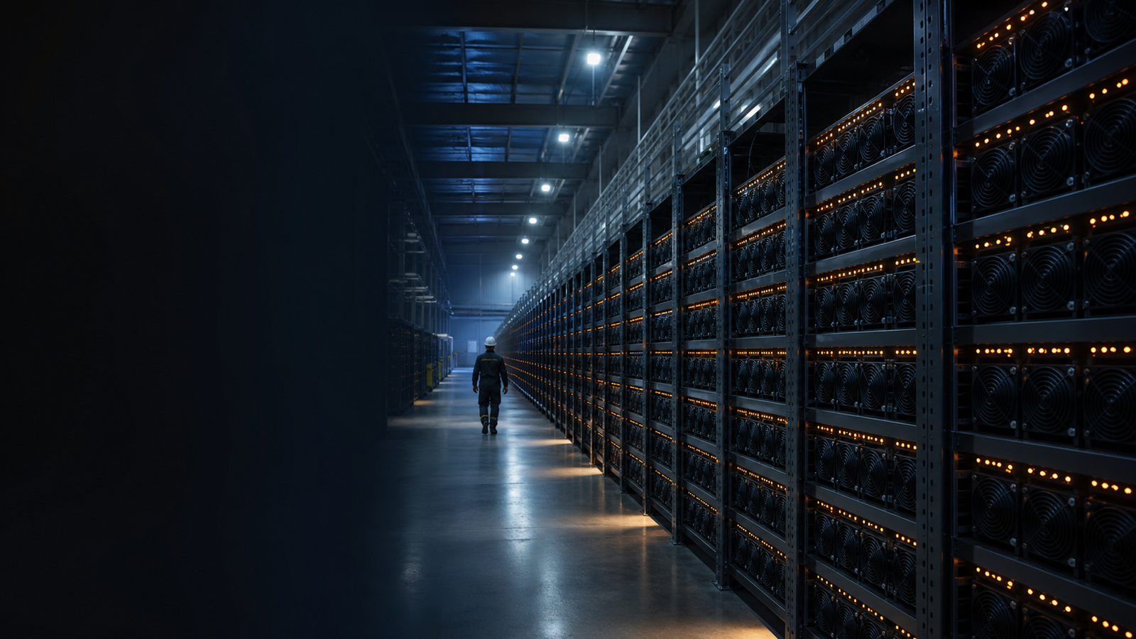 Rows of mining equipment in an X-Mob operations hall